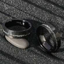 Load image into Gallery viewer, 8mm Black Meteorite Tungsten Ring Sliver Line Mens Wedding Band ATOP Jewelry