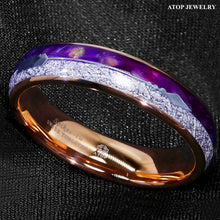 Load image into Gallery viewer, ATOP 8/6mm Purple Agate Meteorite Arrow Rose Gold Tungsten Ring Men