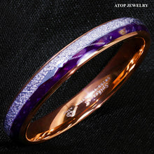 Load image into Gallery viewer, ATOP 8/6mm Purple Agate Meteorite Arrow Rose Gold Tungsten Ring Men