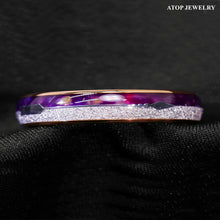 Load image into Gallery viewer, ATOP 8/6mm Purple Agate Meteorite Arrow Rose Gold Tungsten Ring Men