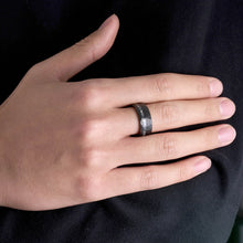Load image into Gallery viewer, 8mm Black Meteorite Tungsten Ring Sliver Line Mens Wedding Band ATOP Jewelry