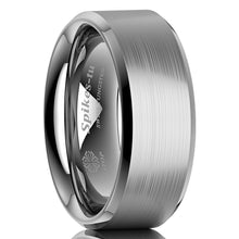 Load image into Gallery viewer, 8mm Brushed Silver Tungsten Carbide Men's Wedding Band Comfort Fit Ring