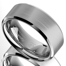 Load image into Gallery viewer, 8mm Brushed Silver Tungsten Carbide Men's Wedding Band Comfort Fit Ring