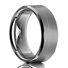 Load image into Gallery viewer, 8mm Brushed Silver Tungsten Carbide Men's Wedding Band Comfort Fit Ring