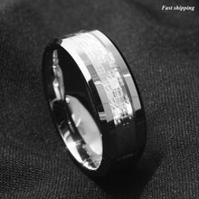 Load image into Gallery viewer, 8mm Wedding Band ring Mens 925 sliver Center Tungsten Carbide Promise Ring