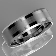 Load image into Gallery viewer, 8/6mm Titanium Color Two Tone Tungsten Carbide Wedding Band Men's Ring Bridal Jewelry