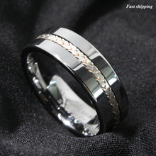 Load image into Gallery viewer, 8mm Men's Tungsten Ring Silver Inlay Wedding Band Titanium Color