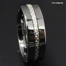 Load image into Gallery viewer, 8mm Men's Tungsten Ring Silver Inlay Wedding Band Titanium Color