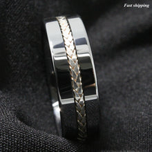 Load image into Gallery viewer, 8mm Men's Tungsten Ring Silver Inlay Wedding Band Titanium Color