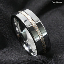 Load image into Gallery viewer, 8mm Men's Tungsten Ring Silver Inlay Wedding Band Titanium Color