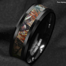 Load image into Gallery viewer, 8/6mm Black Tungsten Men's Red Forest Camouflage Camo Hunting Band Ring