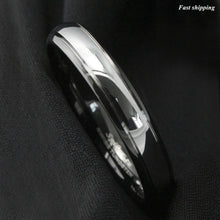 Load image into Gallery viewer, 8/6mm Dome Black Silver Center Tungsten Carbide Ring Wedding Band Bridal