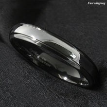 Load image into Gallery viewer, 8/6mm Dome Black Silver Center Tungsten Carbide Ring Wedding Band Bridal