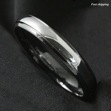Load image into Gallery viewer, 8/6mm Dome Black Silver Center Tungsten Carbide Ring Wedding Band Bridal