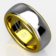 Load image into Gallery viewer, 8/6mm Dome 18K Gold Silver Mens Tungsten Ring Wedding Band Bridal