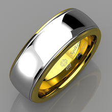 Load image into Gallery viewer, 8/6mm Dome 18K Gold Silver Mens Tungsten Ring Wedding Band Bridal