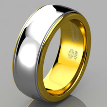 Load image into Gallery viewer, 8/6mm Dome 18K Gold Silver Mens Tungsten Ring Wedding Band Bridal