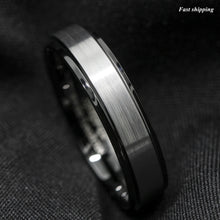Load image into Gallery viewer, 8/6mm Black Brushed Titanium Color Tungsten ring Wedding Band Men's Jewelry