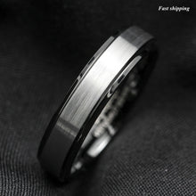 Load image into Gallery viewer, 8/6mm Black Brushed Titanium Color Tungsten ring Wedding Band Men's Jewelry