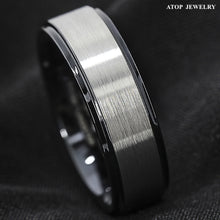Load image into Gallery viewer, 8/6mm Black Brushed Titanium Color Tungsten ring Wedding Band Men's Jewelry