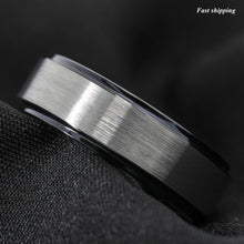 Load image into Gallery viewer, 8/6mm Black Brushed Titanium Color Tungsten ring Wedding Band Men's Jewelry