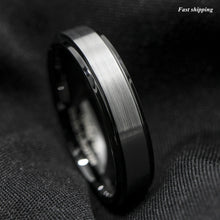 Load image into Gallery viewer, 8/6mm Black Brushed Titanium Color Tungsten ring Wedding Band Men's Jewelry
