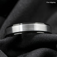 Load image into Gallery viewer, 8/6mm Black Brushed Titanium Color Tungsten ring Wedding Band Men's Jewelry