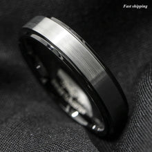 Load image into Gallery viewer, 8/6mm Black Brushed Titanium Color Tungsten ring Wedding Band Men's Jewelry