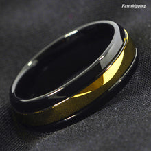 Load image into Gallery viewer, 8mm Luxury Black Men's Tungsten carbide Ring 18K Gold center Wedding Band ring