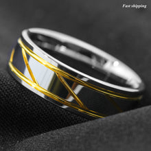 Load image into Gallery viewer, 8mm Silver Tungsten Carbide Ring Infinity 18K gold inlay Wedding Band Men's Jewelry