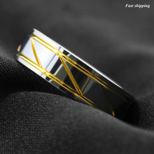 Load image into Gallery viewer, 8mm Silver Tungsten Carbide Ring Infinity 18K gold inlay Wedding Band Men's Jewelry