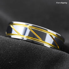 Load image into Gallery viewer, 8mm Silver Tungsten Carbide Ring Infinity 18K gold inlay Wedding Band Men's Jewelry