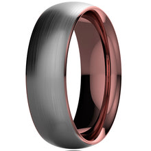Load image into Gallery viewer, 8mm Tungsten ring Silver Brushed Rose Gold Inlay Wedding Band Mens Jewelry