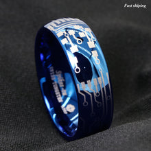 Load image into Gallery viewer, 8mm Shiny Blue Dome Tungsten Carbide Ring Laser Circuit Board Men's Jewelry