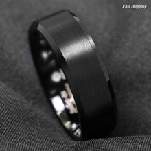 Load image into Gallery viewer, 8/6mm Classic Black Brushed Tungsten Carbide Ring Bridal Band Men's Jewelry
