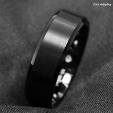 Load image into Gallery viewer, 8/6mm Classic Black Brushed Tungsten Carbide Ring Bridal Band Men's Jewelry