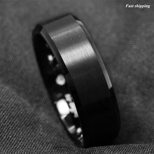 Load image into Gallery viewer, 8/6mm Classic Black Brushed Tungsten Carbide Ring Bridal Band Men's Jewelry