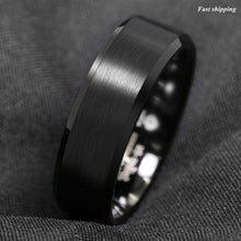 Load image into Gallery viewer, 8/6mm Classic Black Brushed Tungsten Carbide Ring Bridal Band Men's Jewelry