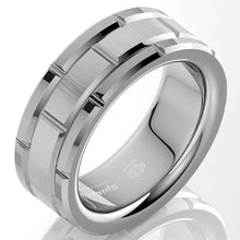 Load image into Gallery viewer, 8mm Men's Tungsten Carbide Ring Silver Wedding Band Brick Pattern Size 6-13