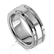 Load image into Gallery viewer, 8mm Men's Tungsten Carbide Ring Silver Wedding Band Brick Pattern Size 6-13