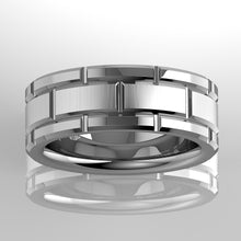 Load image into Gallery viewer, 8mm Men's Tungsten Carbide Ring Silver Wedding Band Brick Pattern Size 6-13
