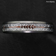 Load image into Gallery viewer, 8/6mm Rock Gray Brushed Dome Tungsten Ring Silver Rose Gold Arrow