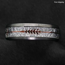 Load image into Gallery viewer, 8/6mm Rock Gray Brushed Dome Tungsten Ring Silver Rose Gold Arrow