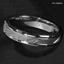 Load image into Gallery viewer, 8/6mm Tungsten Carbide Ring Silver leaf New Brushed Style Bridal