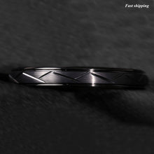 Load image into Gallery viewer, 8/6mm Dome Black Warrior Brushed Center Tungsten Ring Bridal Band