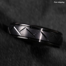 Load image into Gallery viewer, 8/6mm Dome Black Warrior Brushed Center Tungsten Ring Bridal Band