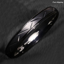 Load image into Gallery viewer, 8/6mm Dome Black Warrior Brushed Center Tungsten Ring Bridal Band