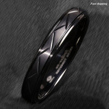 Load image into Gallery viewer, 8/6mm Dome Black Warrior Brushed Center Tungsten Ring Bridal Band
