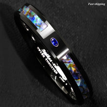 Load image into Gallery viewer, 8/6mm Black Tungsten Ring Blue Diamond Colored glaze Inlay Men's Jewelry