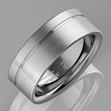 Load image into Gallery viewer, 8mm Titanium Color Brushed Tungsten Carbide Ring Stripe Bridal Band Men Jewelry